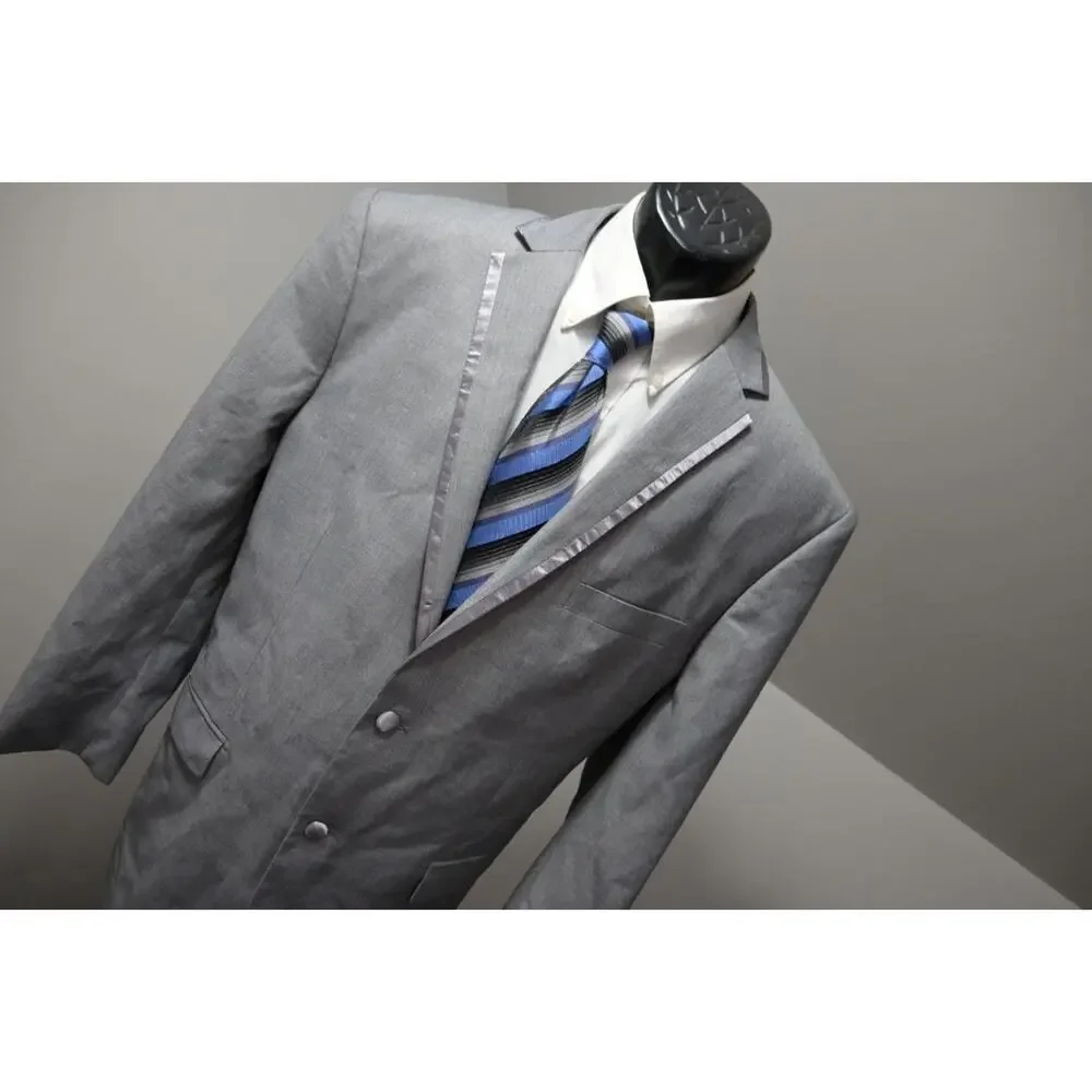 Vinci Slim Fit Tuxedo 2 Piece Suit Pants Jacket‎ Gray Mens Sz 44 x 30 50 R